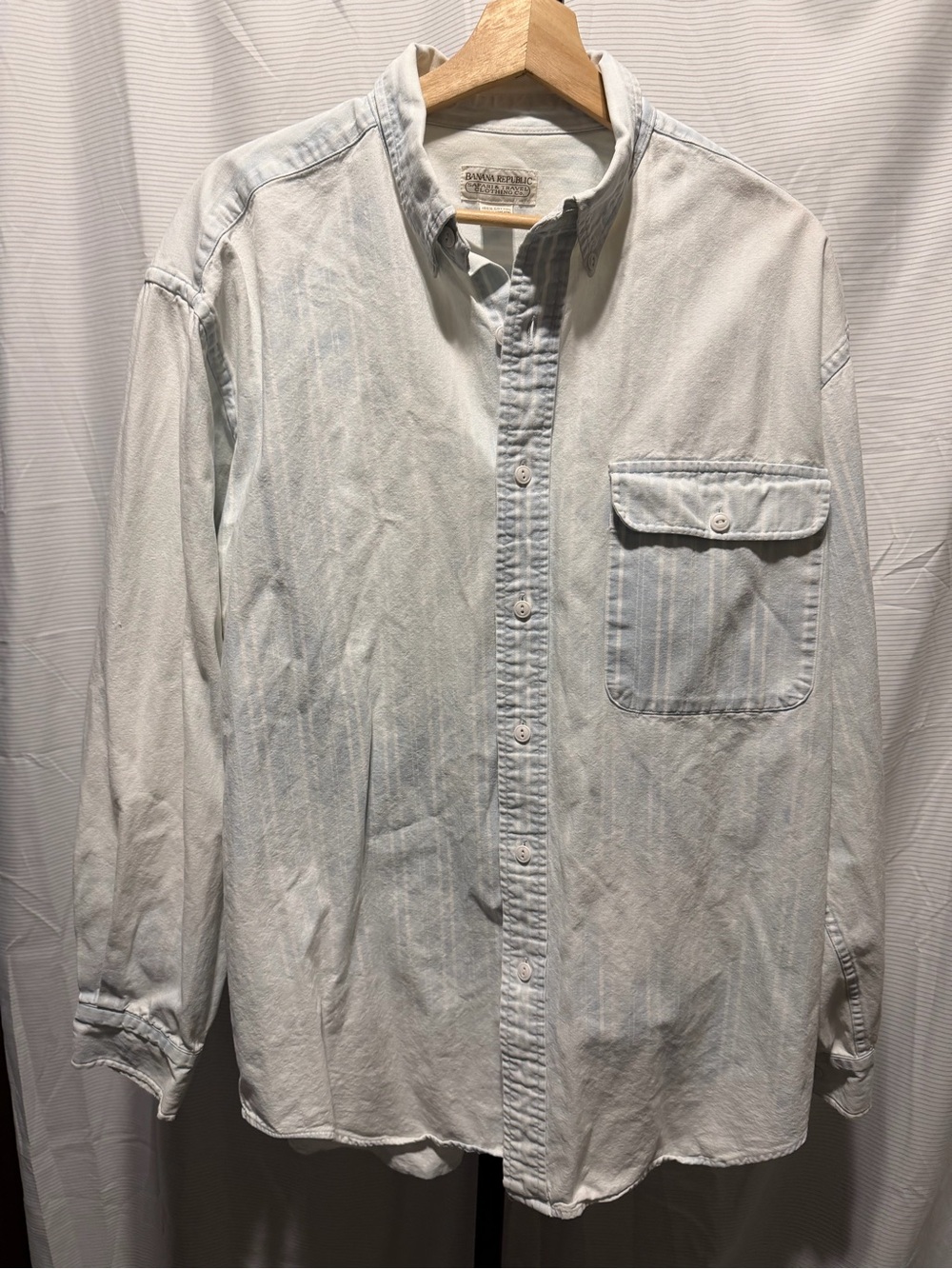 Banana Republic Safari & Travel Clothing Co Vintage Sunfaded Bleach Wash Shirt L